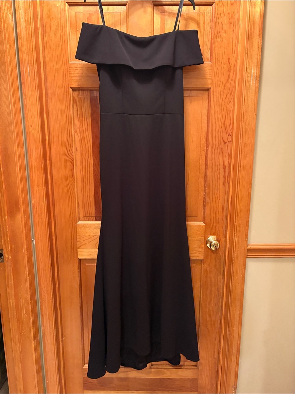 Betsy & Adam Black off shoulder size 12 Gown like new